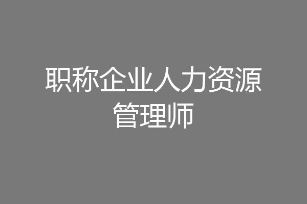 职称企业人力资源管理师