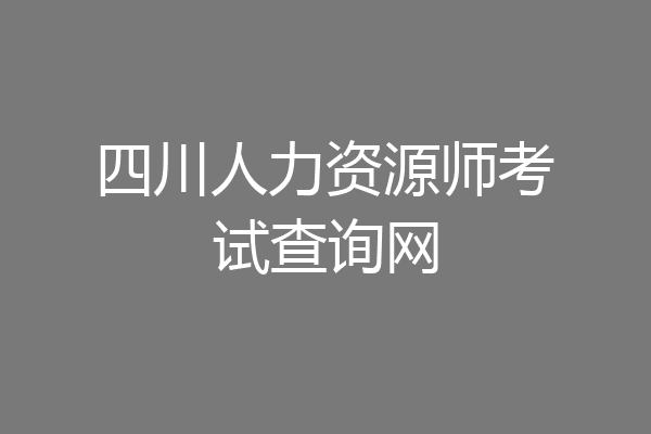 四川人力资源师考试查询网