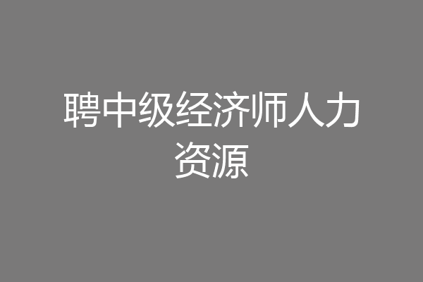 聘中级经济师人力资源
