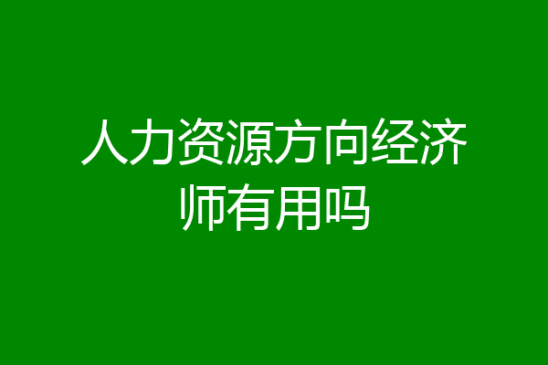 人力资源方向经济师有用吗
