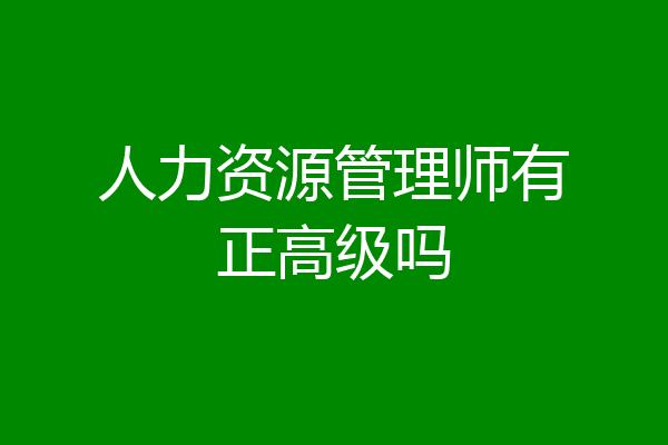 人力资源管理师有正高级吗