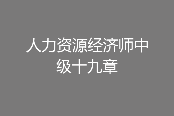 人力资源经济师中级十九章