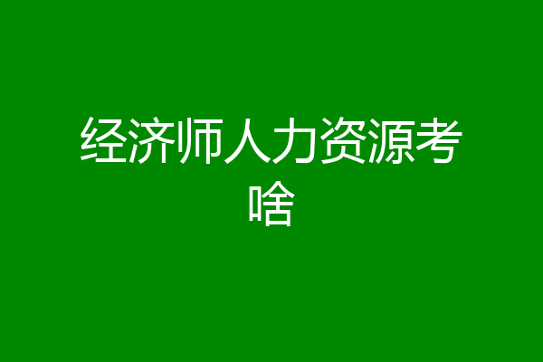 经济师人力资源考啥