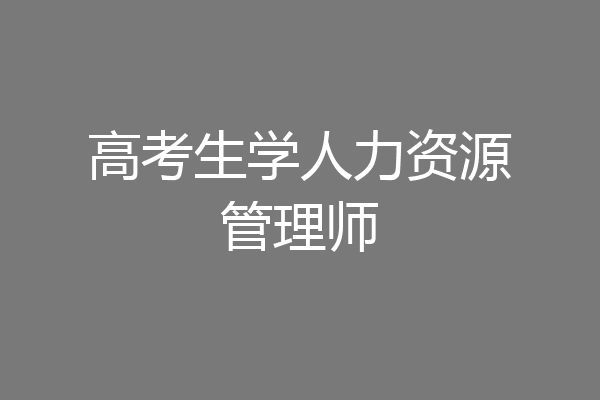 高考生学人力资源管理师