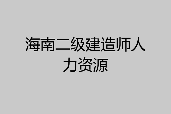 海南二级建造师人力资源