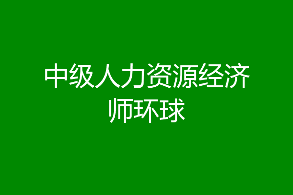 中级人力资源经济师环球