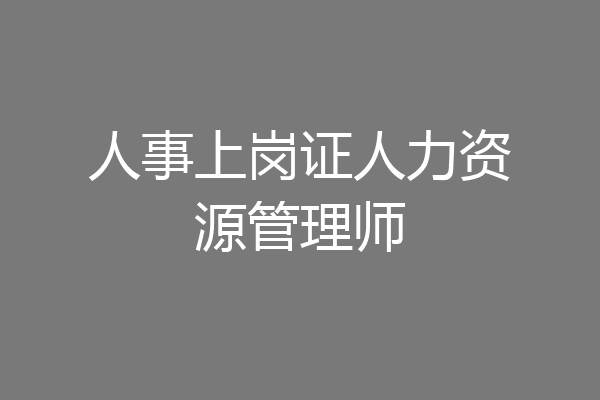 人事上岗证人力资源管理师