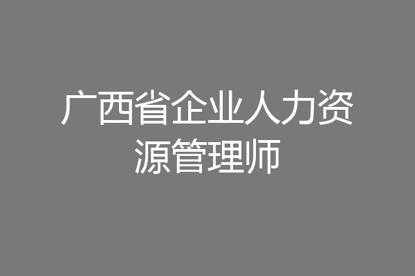 广西省企业人力资源管理师