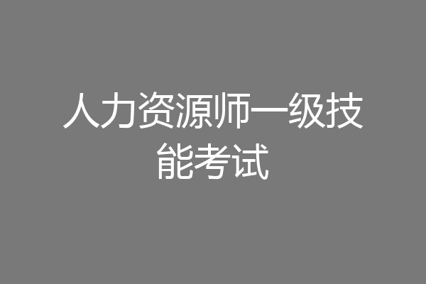 人力资源师一级技能考试