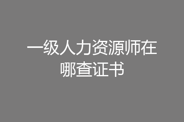 一级人力资源师在哪查证书
