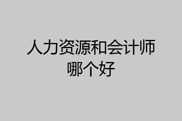 人力资源和会计师哪个好