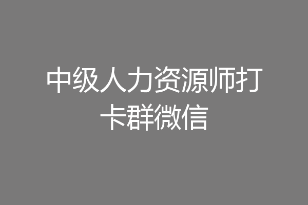 中级人力资源师打卡群微信