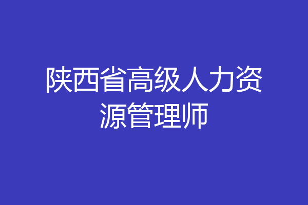 陕西省高级人力资源管理师