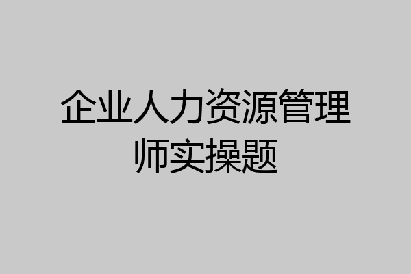 企业人力资源管理师实操题