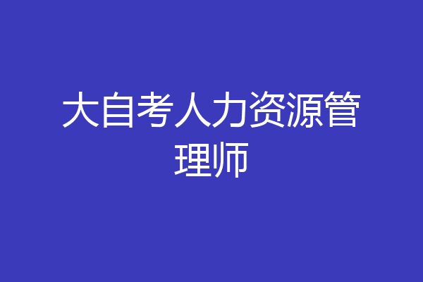 大自考人力资源管理师