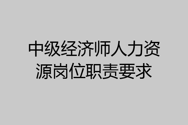 中级经济师人力资源岗位职责要求