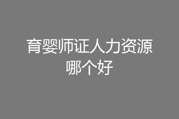 育婴师证人力资源哪个好