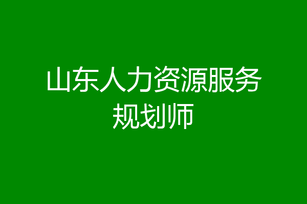 山东人力资源服务规划师