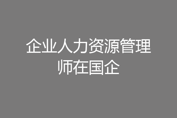 企业人力资源管理师在国企