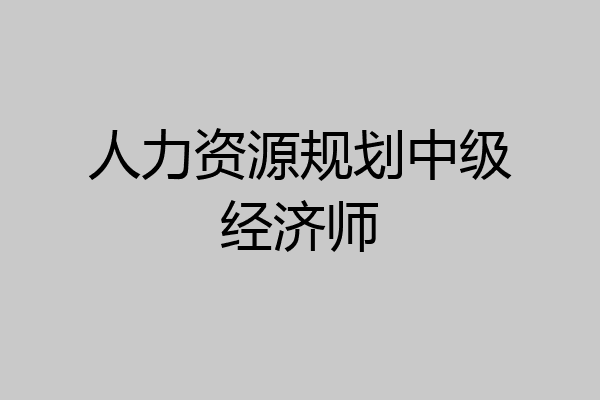 人力资源规划中级经济师