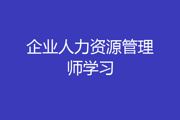 企业人力资源管理师学习