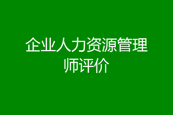 企业人力资源管理师评价