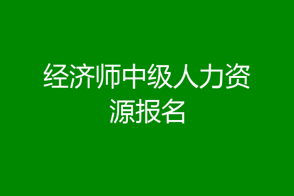 经济师中级人力资源报名