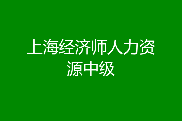 上海经济师人力资源中级