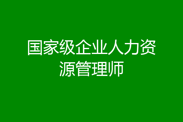 国家级企业人力资源管理师