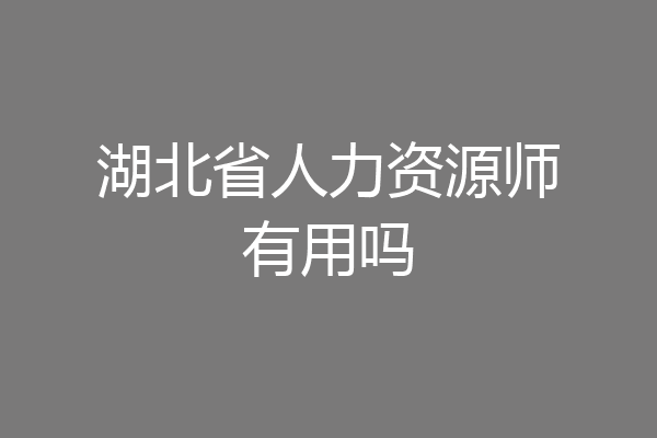 湖北省人力资源师有用吗