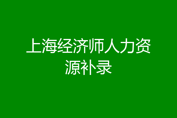 上海经济师人力资源补录