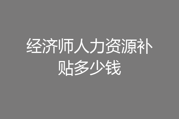 经济师人力资源补贴多少钱