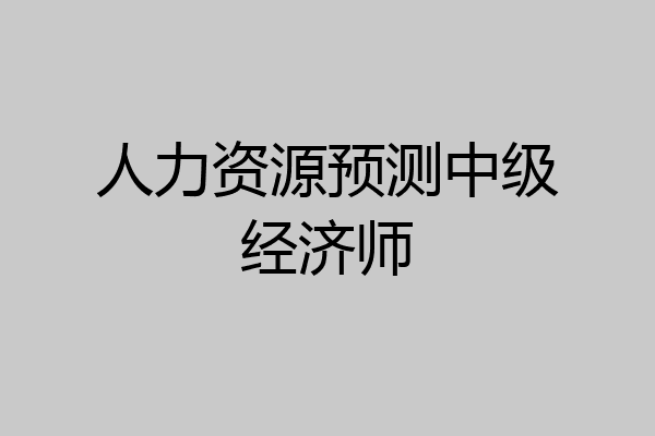 人力资源预测中级经济师
