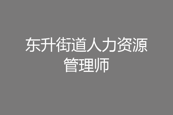 东升街道人力资源管理师
