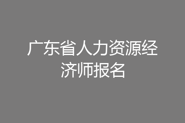 广东省人力资源经济师报名