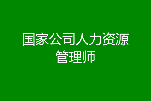 国家公司人力资源管理师