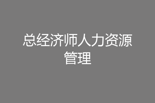 总经济师人力资源管理