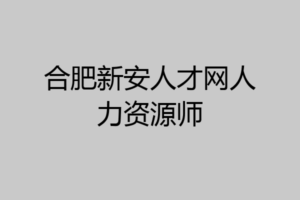 合肥新安人才网人力资源师