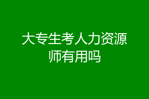 大专生考人力资源师有用吗