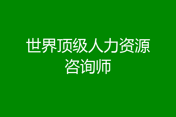 世界顶级人力资源咨询师