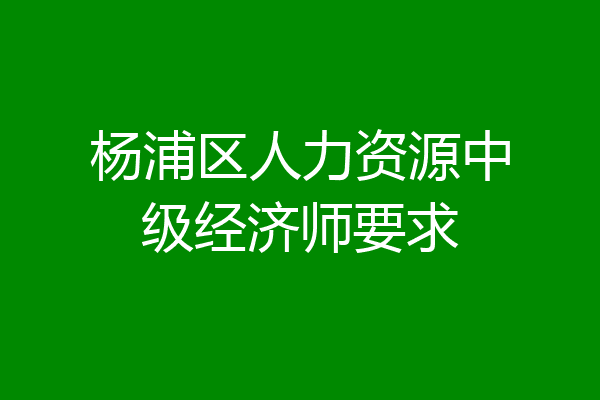 杨浦区人力资源中级经济师要求