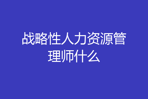 战略性人力资源管理师什么