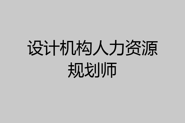 设计机构人力资源规划师