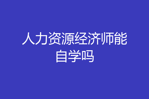 人力资源经济师能自学吗