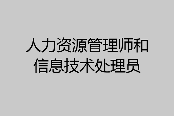 人力资源管理师和信息技术处理员