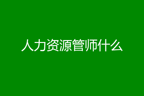 人力资源管师什么