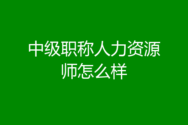 中级职称人力资源师怎么样