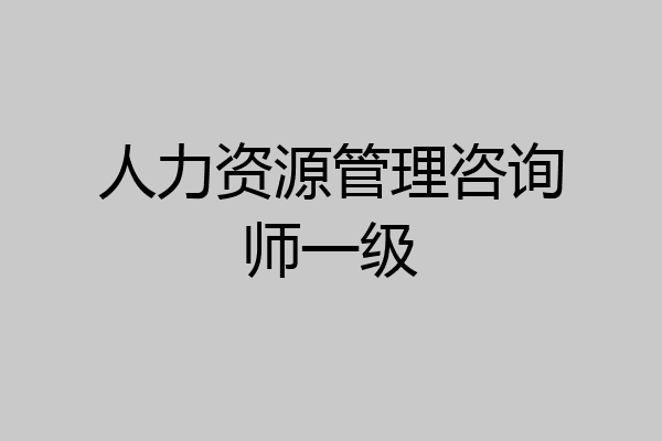 人力资源管理咨询师一级