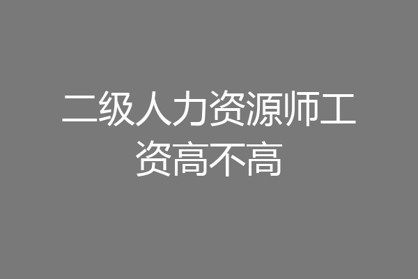 二级人力资源师工资高不高