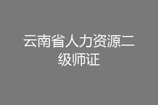 云南省人力资源二级师证